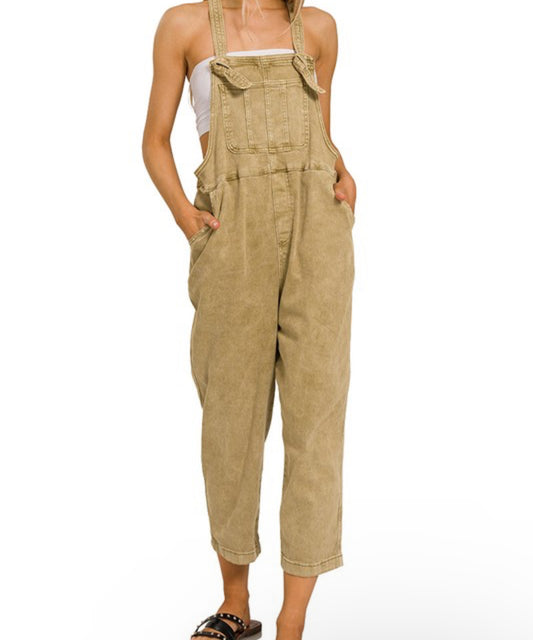 Lt.camel relaxed fit overalls
