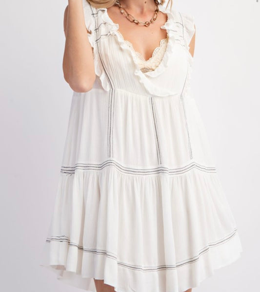 White tiered ruffle dress